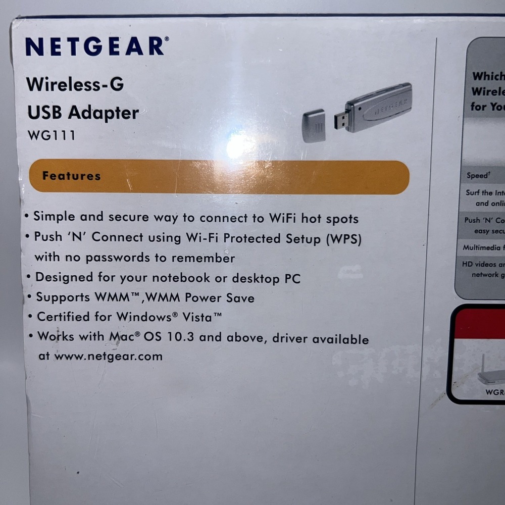 NEW NETGEAR‎ Wireless-G USB Adapter New In Box NIB - Picture 4 of 8